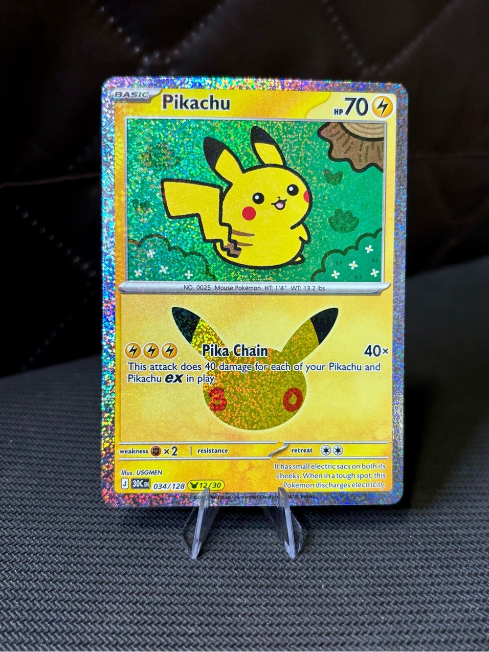 Pikachu #034/128 - 30th Anniversary - 12/30 Rare Holo - Pokémon TCG